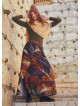 Easy Pull On Elastic Waist Printed Long Slit Skirt